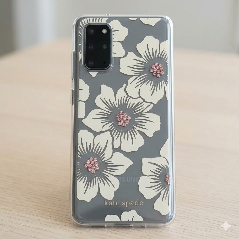 Open Box: Kate Spade Samsung S20 Floral Rhinestone Hardshell Case – Cream - Picture 2 of 6